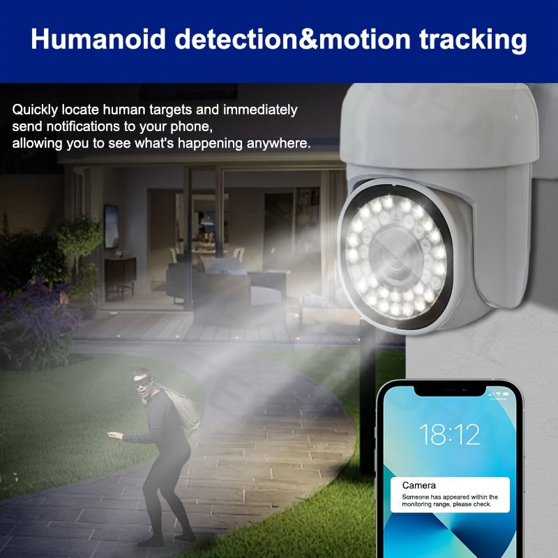 2MP WiFi Xavfsizlik Kamerasi PTZ Avtomatik Kuzatuv, Kechqurun Ko‘rish, Ikki Yo‘nalishli Audio, 355° Pan, 1080p