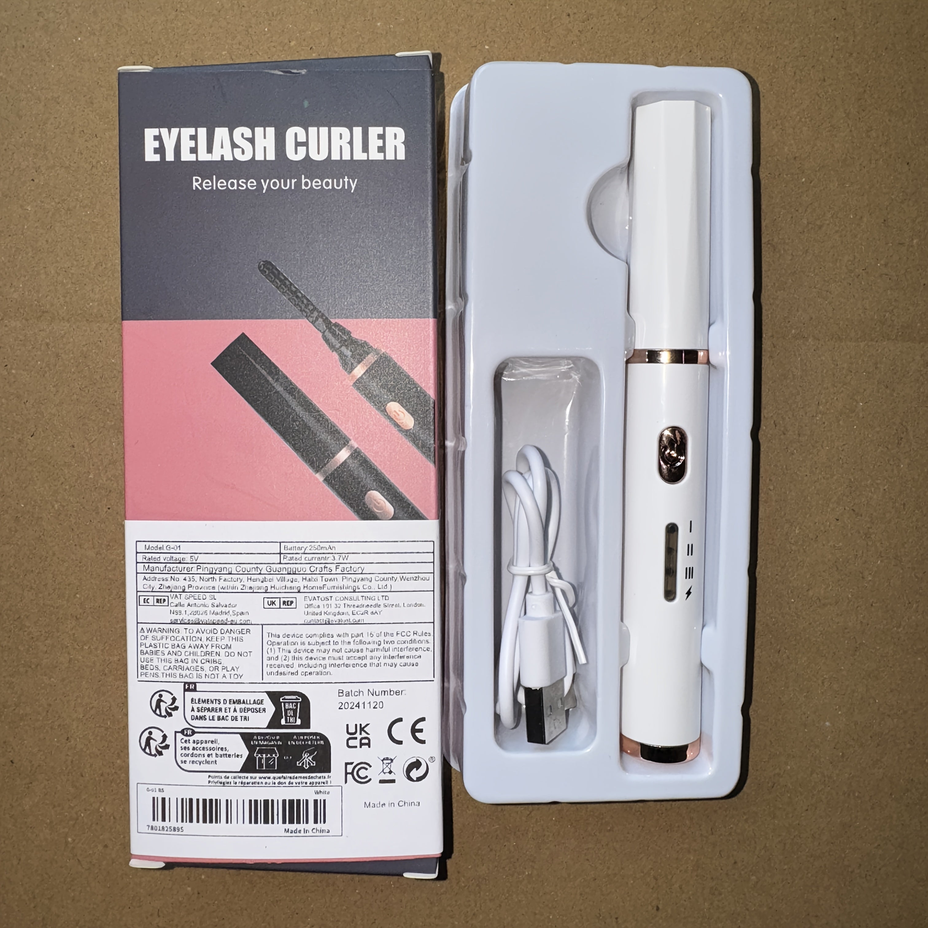 Электрическая щипцы для ресниц USB с перезаряжаемым нагревом, безопасна для всех форм глаз