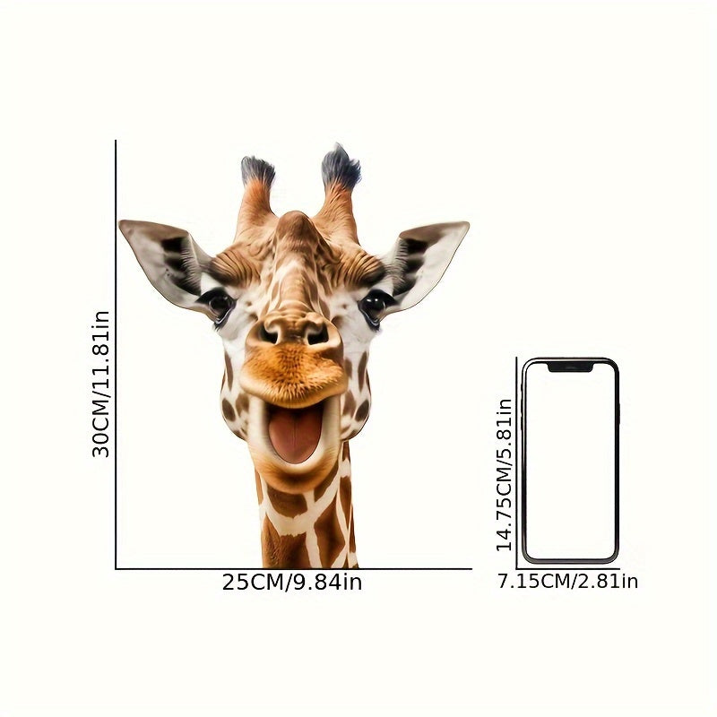 Giraffe Peeking Window Decal with Yellow Glasses Removable Wall Sticker for Bedroom Living Room Office