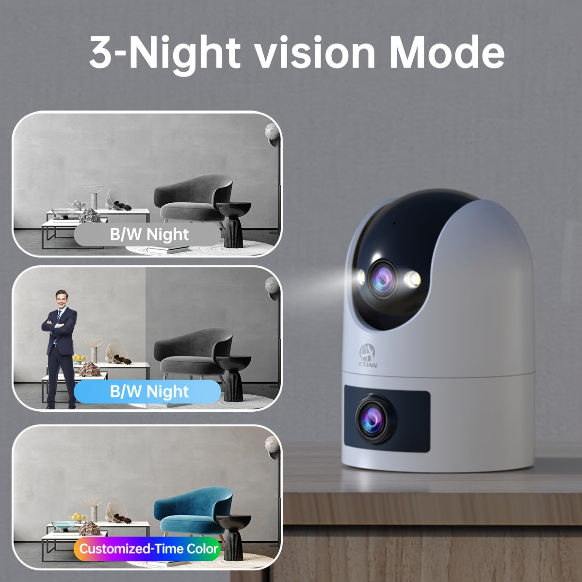 1296p FHD PTZ Security Camera with Dual Lens 2-Way Audio Auto-Tracking WiFi USB