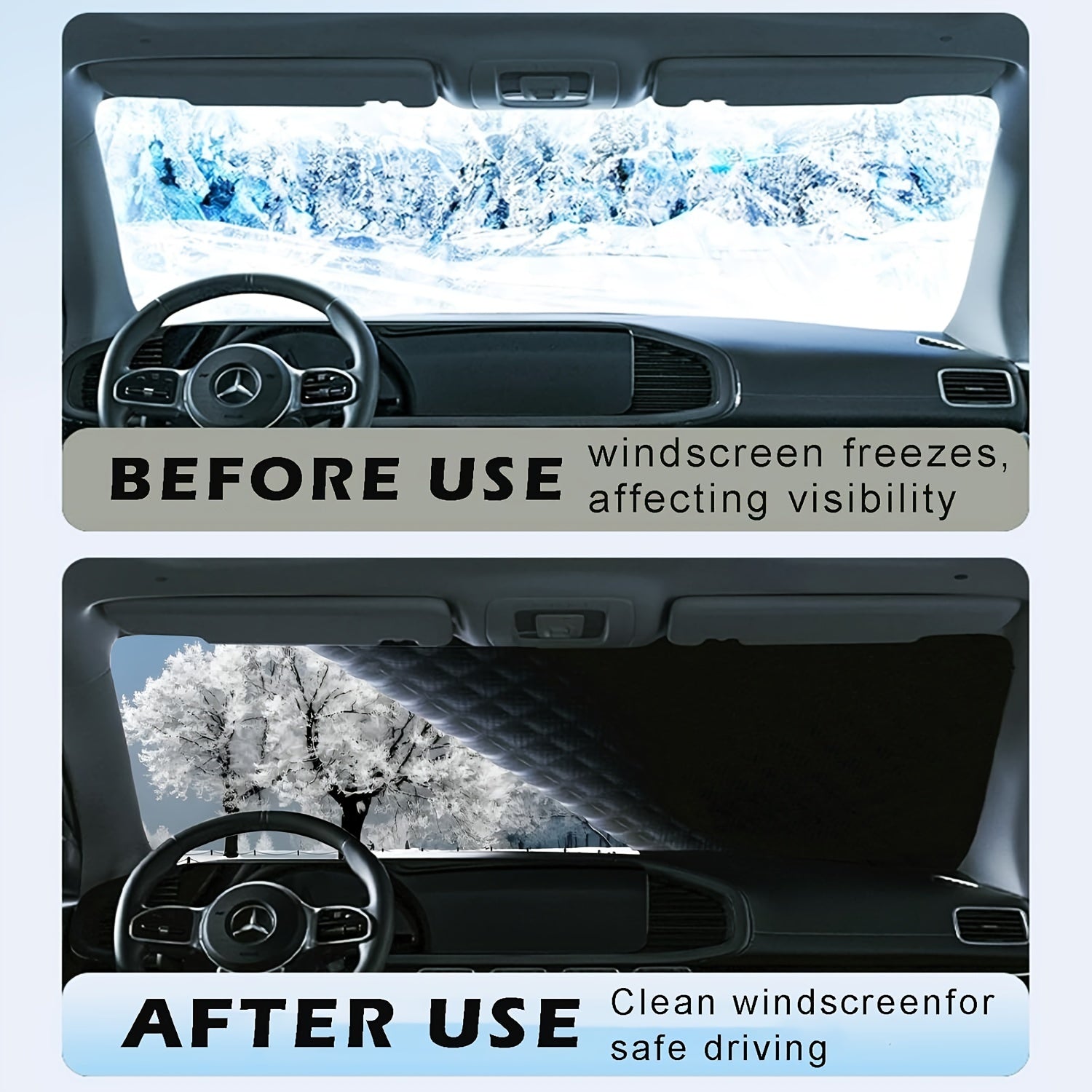 Large Car Windshield Snow Cover with Magnetic Frost Guard Made of Oxford Fabric