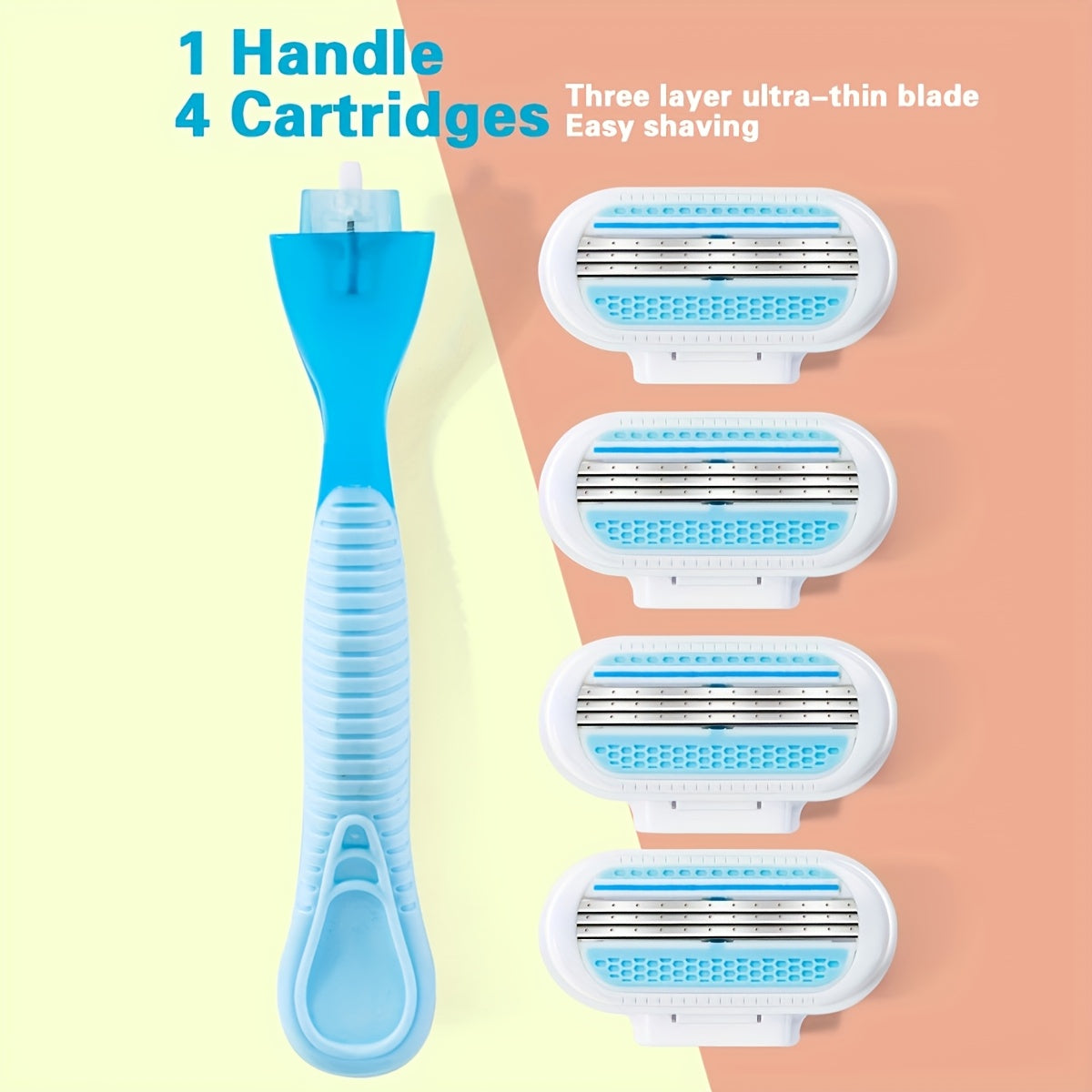 Women's Hypoallergenic Stainless Steel Bikini Razor with 3-Layer Blades Reusable Body Hair Removal