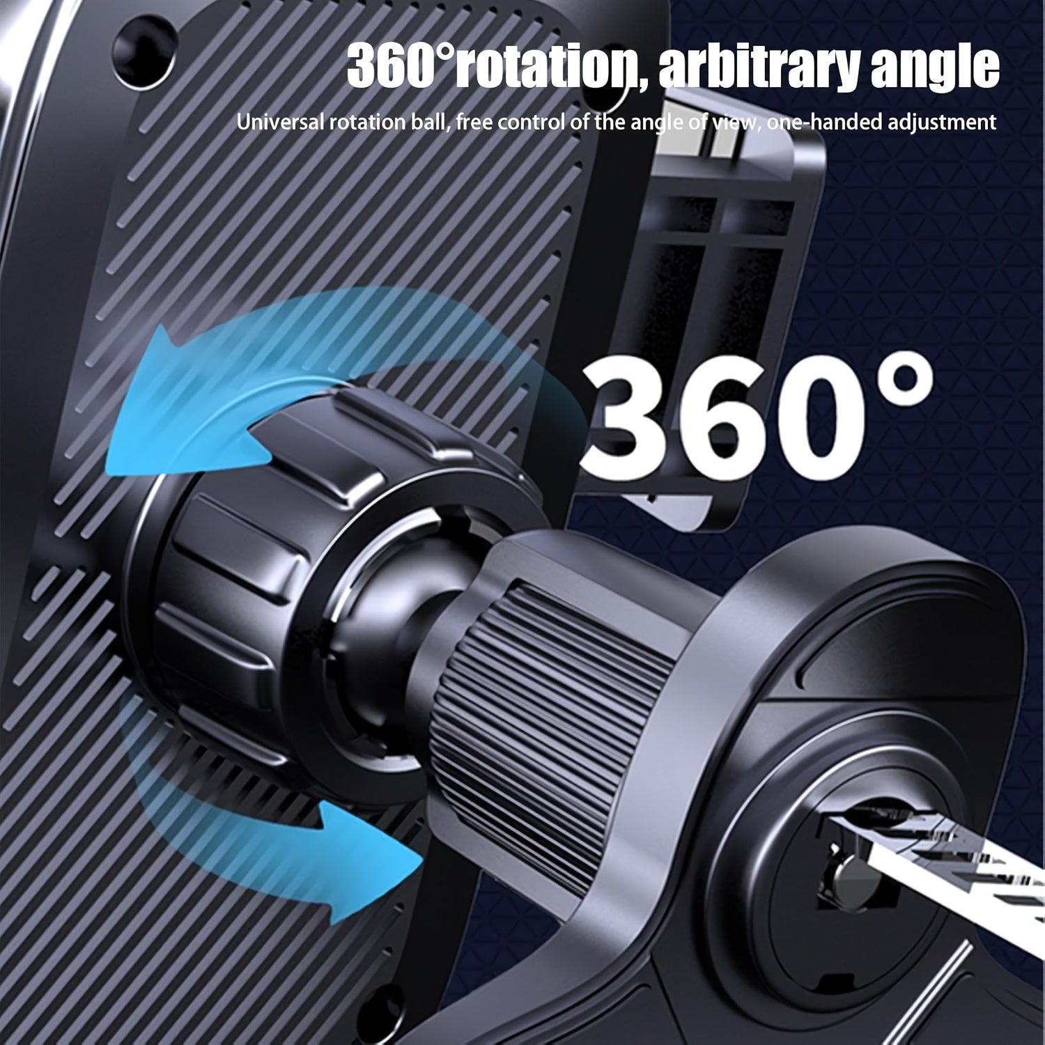 Moslashuvchan Avtomobil Telefon Qabuli O'rnatgichi Qora ABS Silikon 360° Buriladigan