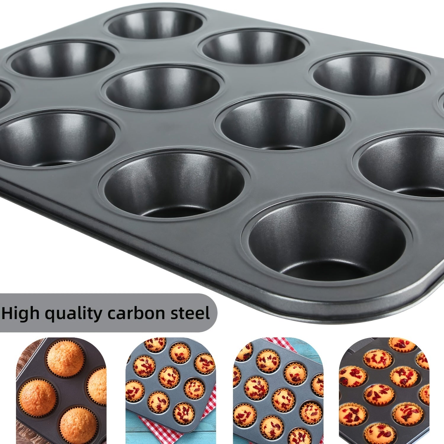 Nonstick 12-Cup Muffin Pan for Oven Baking Kitchen Cookware