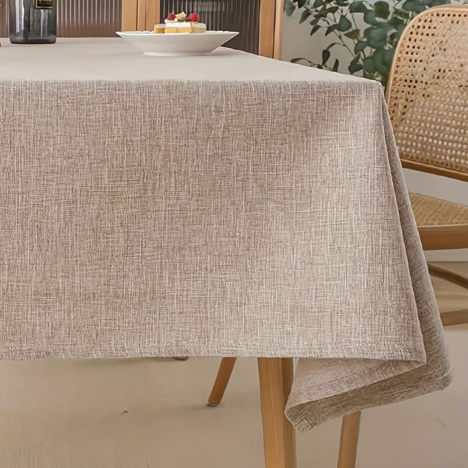 Beige Polyester Rectangular Tablecloth for Picnic and Holiday Gatherings