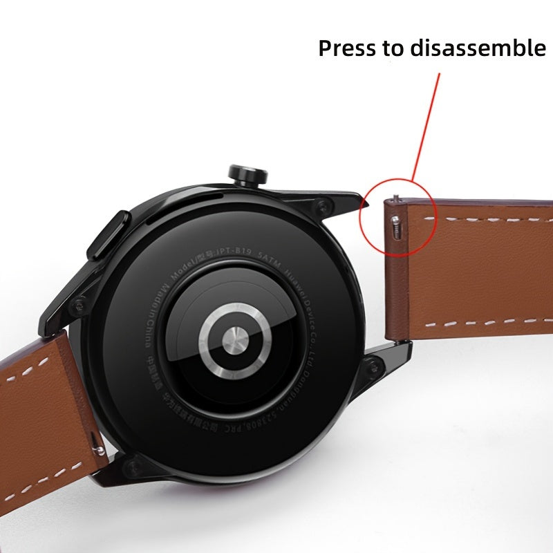 Luxury 22mm Faux Leather Smartwatch Strap for 46mm GT 3/4/5 Pro Models