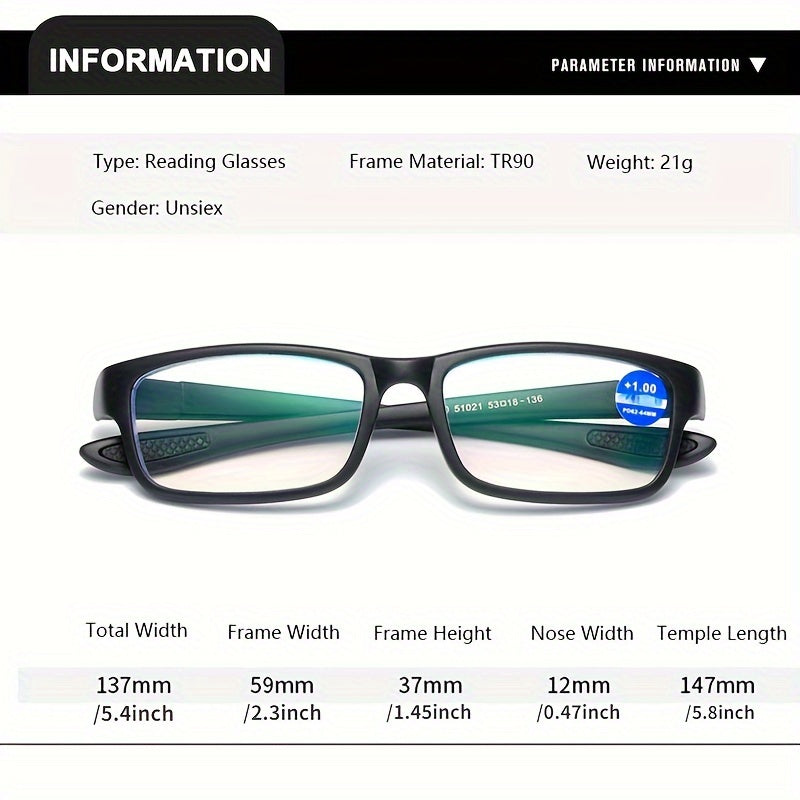 Erkaklar uchun o'qish uchun ko'zoynaklar Ultralight TR90 Presbiyopi Giperopi Optik ko'zoynaklar