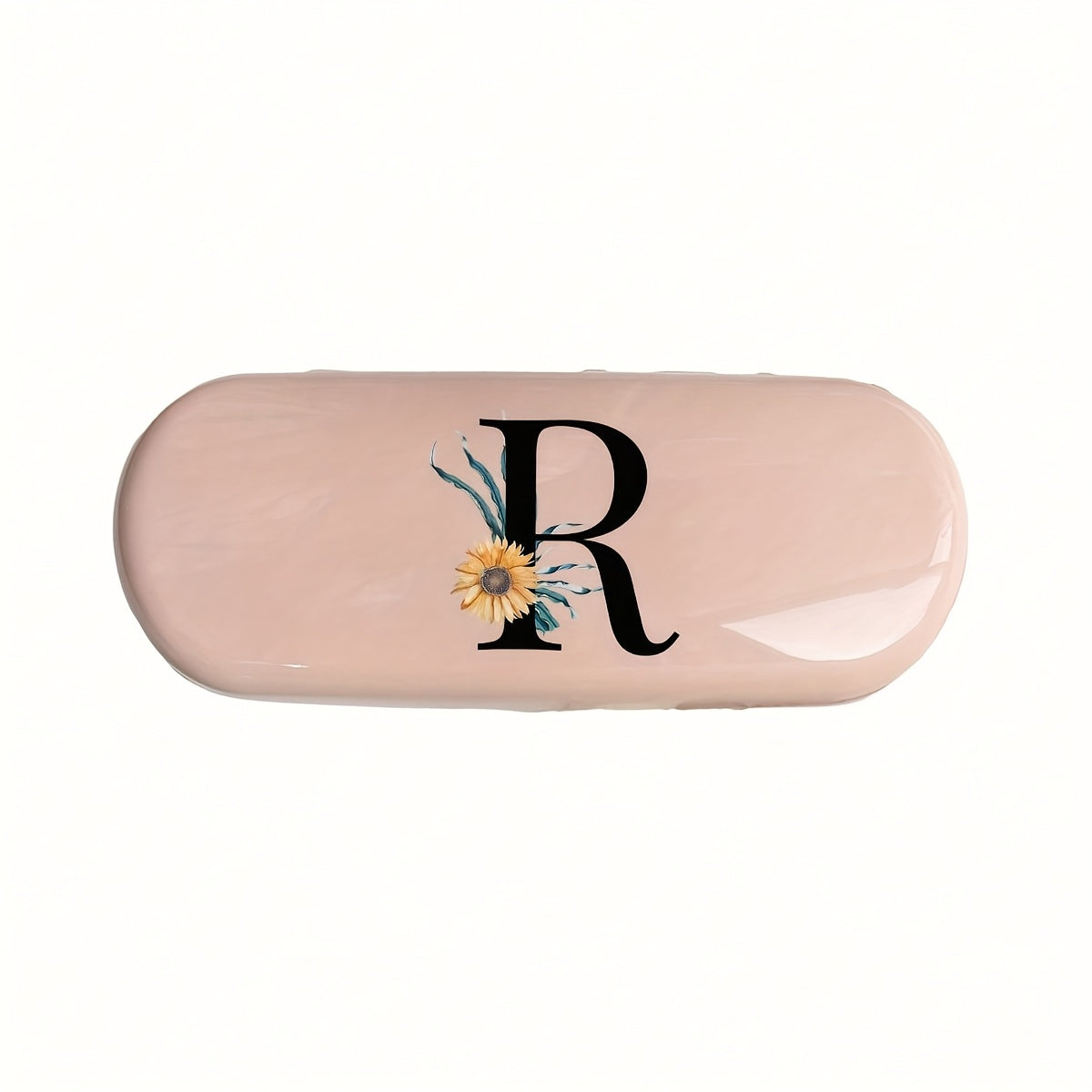 Pink Floral Monogram Glasses Case Waterproof Dustproof Compact Plastic Storage Box for Men and Women