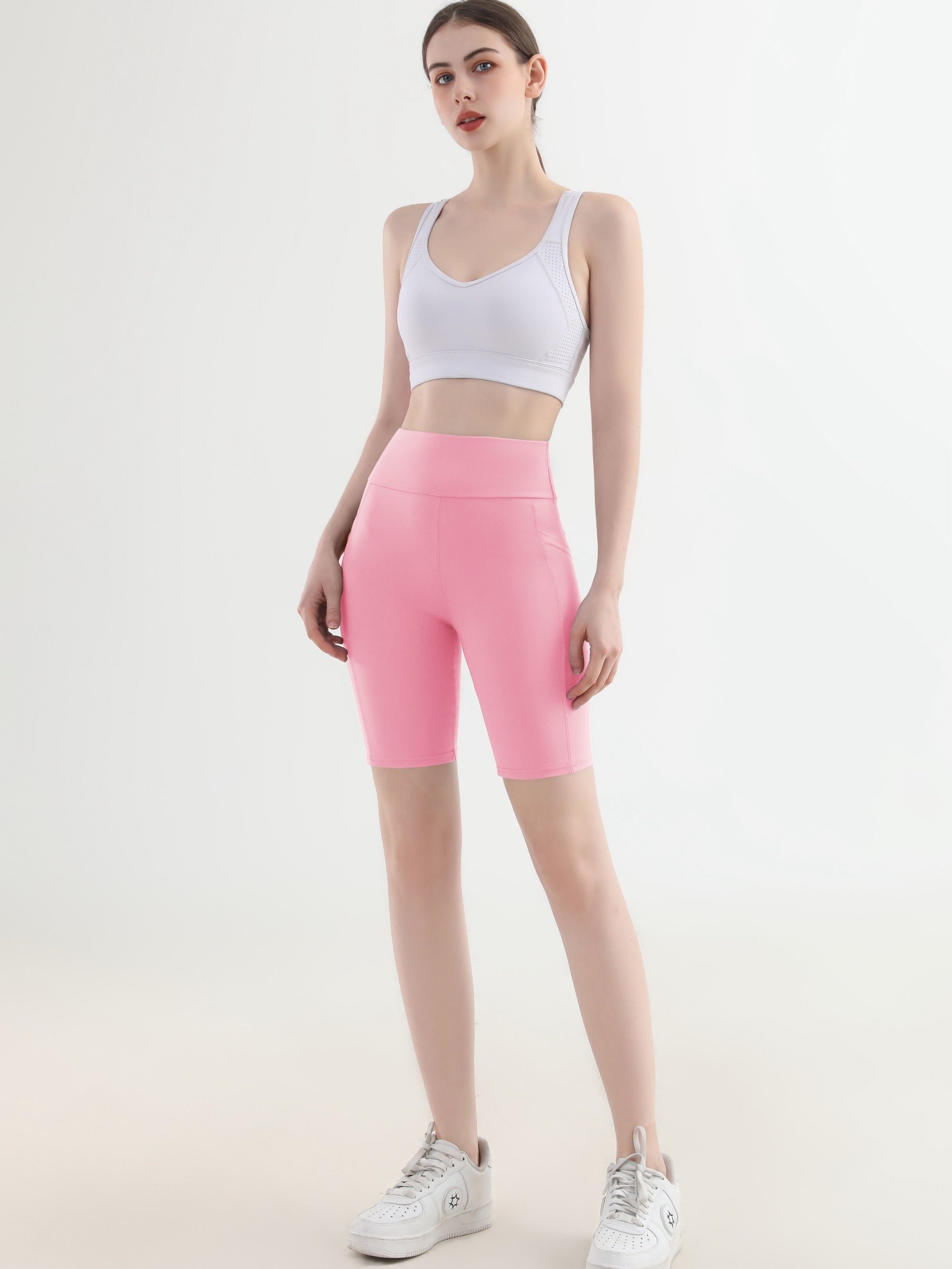 High Waist Cropped Leggings with Side Pockets for Summer Casual Stretchy
