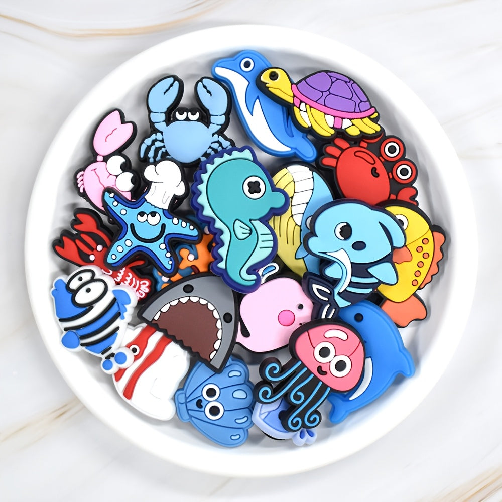 Sea World Animal Shoe Charms Set for Kids Plastic Marine Life Decorations