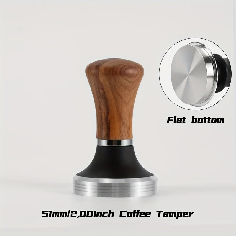 Espresso Tamper Stainless Steel Wooden Handle for 51/53/58mm Machines