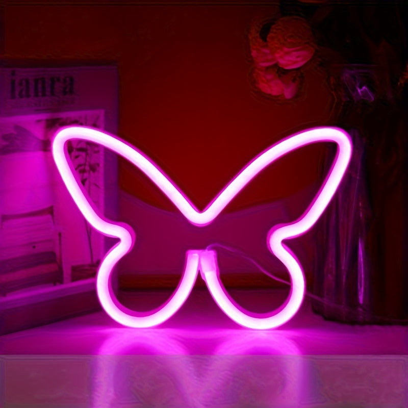 LED Butterfly Neon Sign Light for Bedroom Girls Room Decoration USB Battery Operated