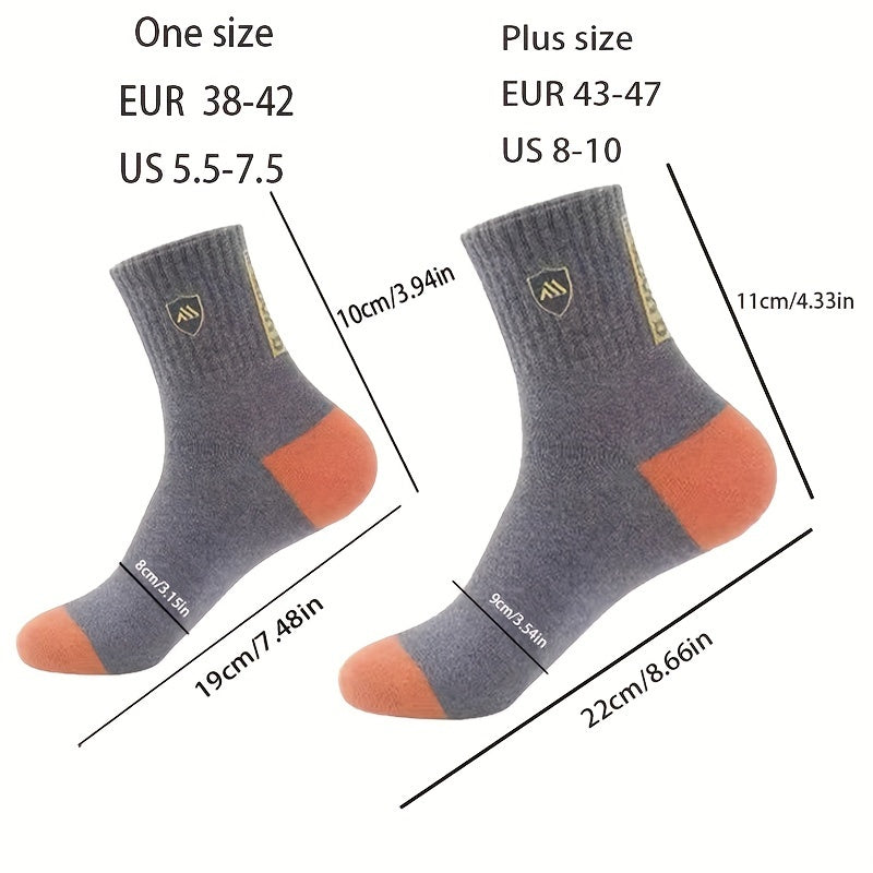 Men's Sports Socks 5 Pairs Breathable Polyester Geometric Pattern EU 38-43 for Spring and Fall