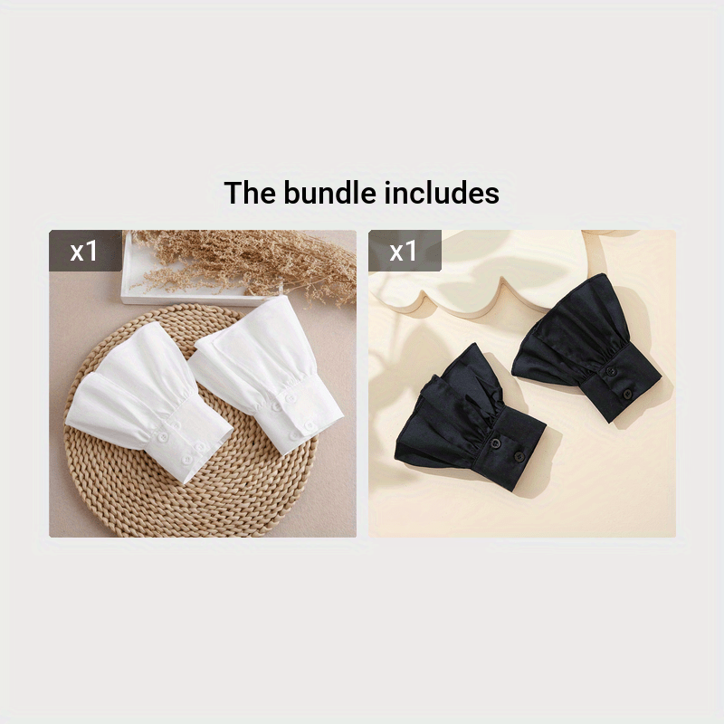 Women's White Sleeve Accessories with Ruffles and Trumpet-Shaped Design
