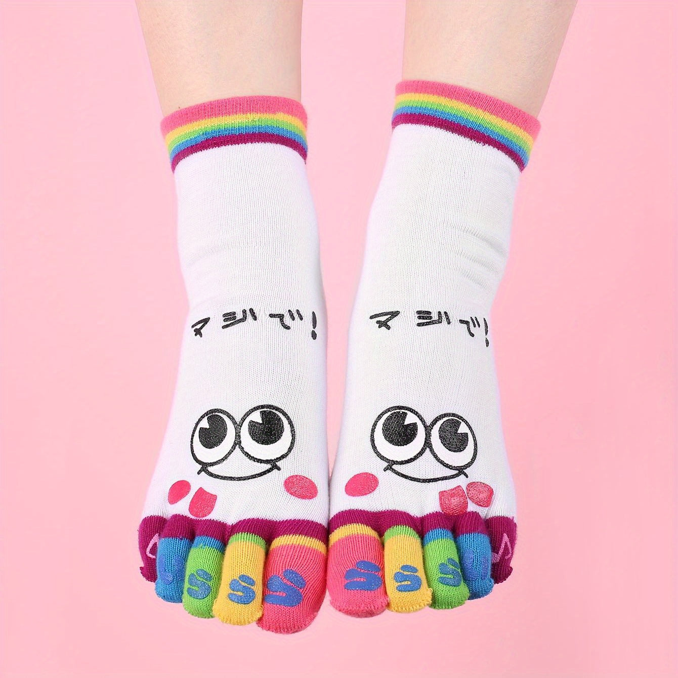 Women’s Cartoon Print Toe Socks for Running and Athletic Activities