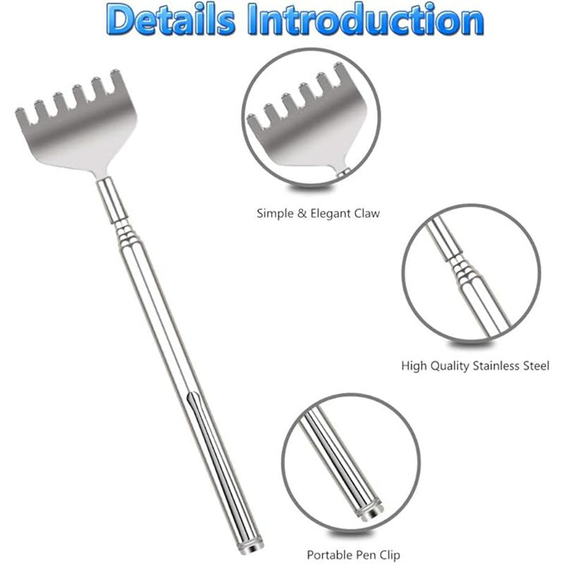 Telescopic Back Scratcher Set with Rubber Handles in Elegant Box for Men and Women