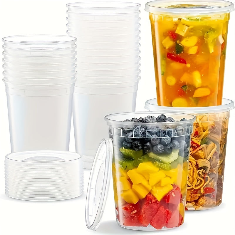 10-Piece 24-Ounce Plastic Food Storage Containers with Lids for Freezing and Microwave