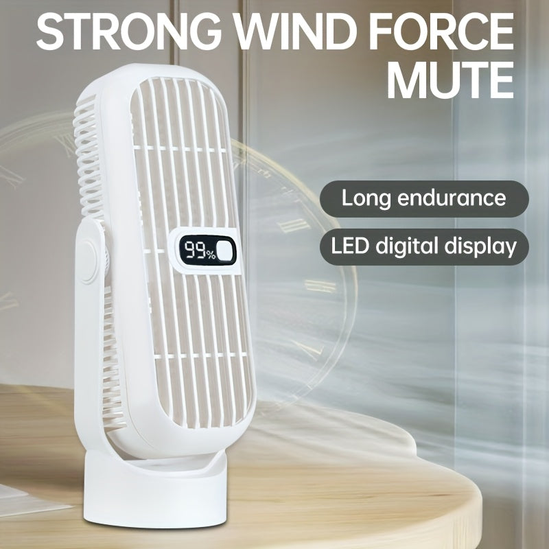 Ultra-Quiet USB Rechargeable Desktop Tower Fan with 5 Speeds and LED Display