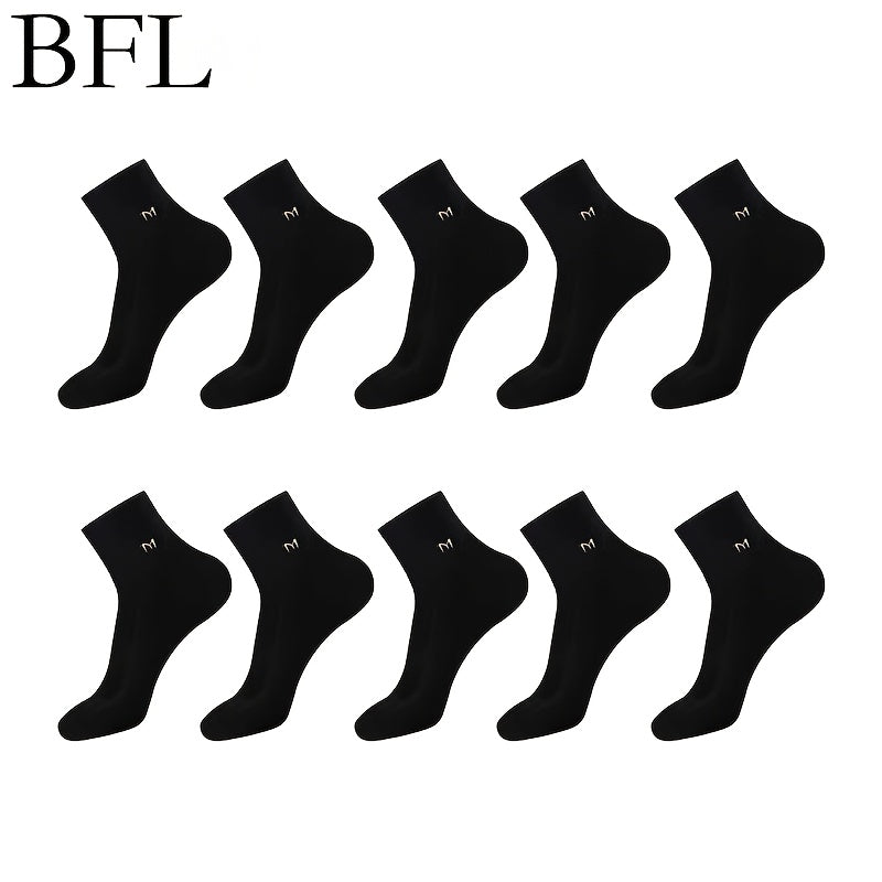 Men's Cotton Blend Crew Socks 10 Pairs Alphabet Pattern Machine Washable