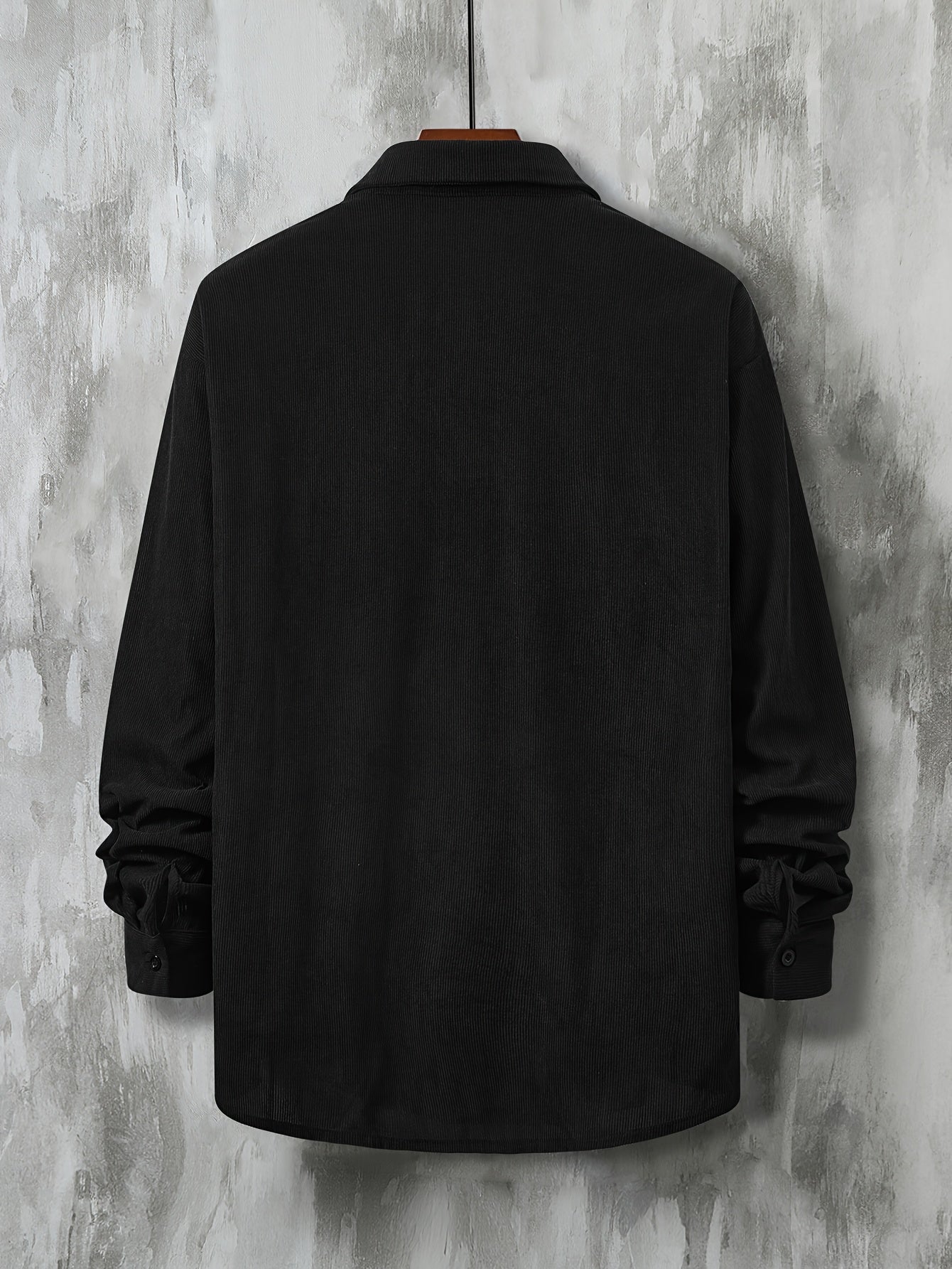 Camisa de solapa de poliéster tejida de color sólido casual para hombre