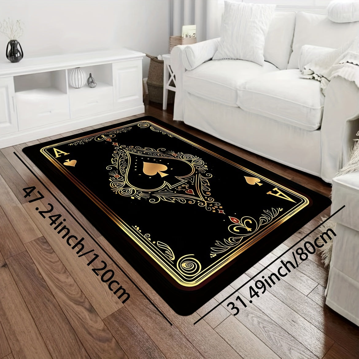 Ace of Spades Poker Card Doormat, Yumshoq qalin 8mm polyester, sirpanmaydigan oshxona gilamchasi