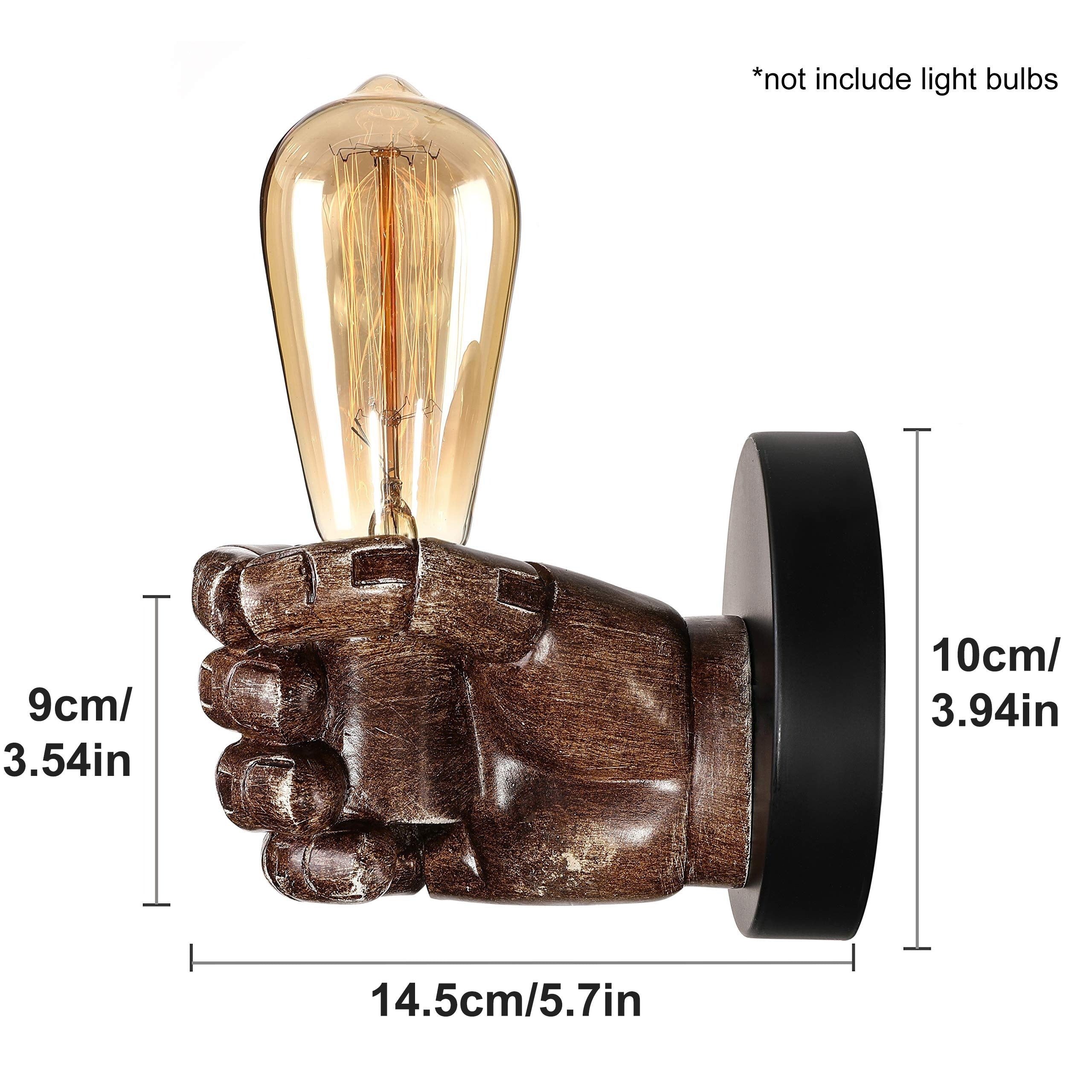 Industrial Style Wall Lamp Resin Fist Design E26 Indoor Brown Tan