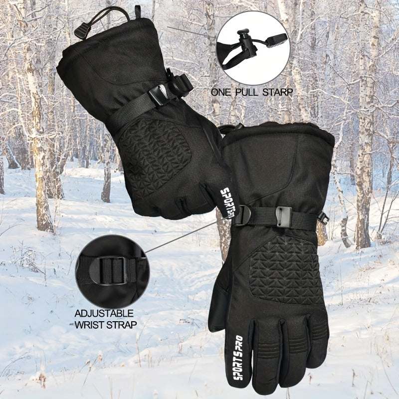 Waterproof Snowboard Gloves for Men and Women - Touchscreen Knit Fabric Warm Winter Gloves