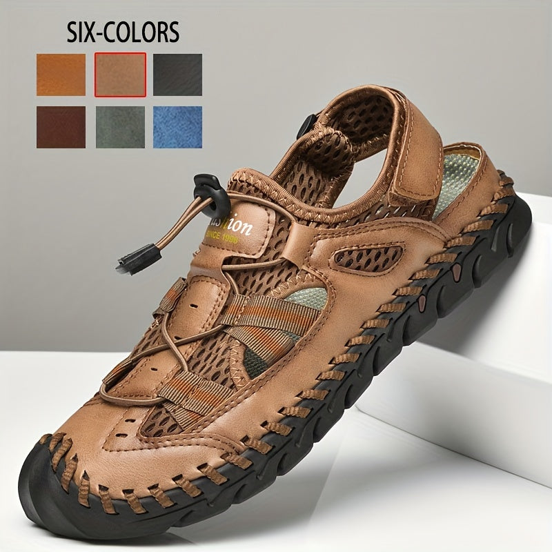 Men's Mesh Sandals with Adjustable Drawstring for Outdoor Casual Walking
