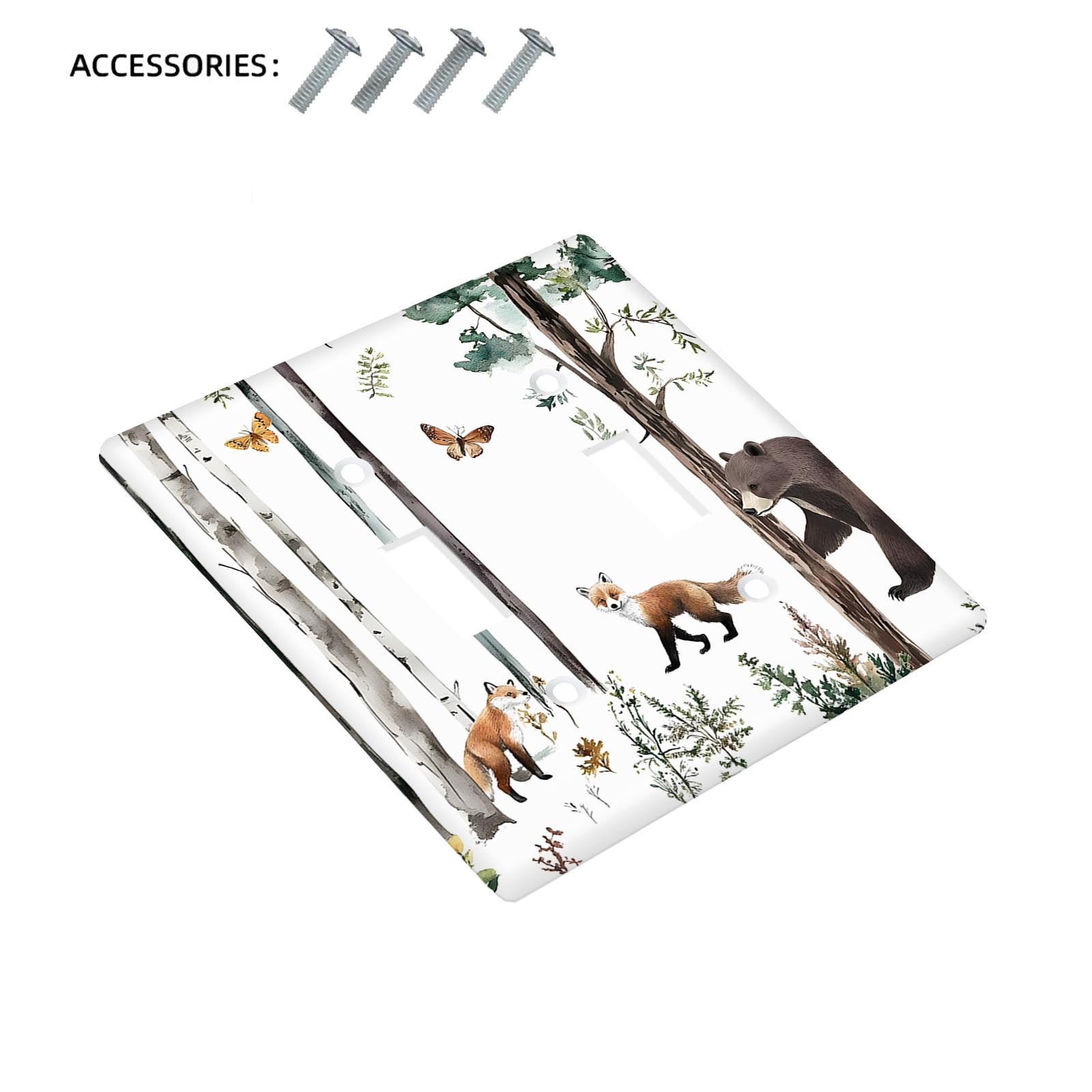 Forest Wildlife Switch Cover with Bear, Moose, Deer, Fox Designs for Home Decor