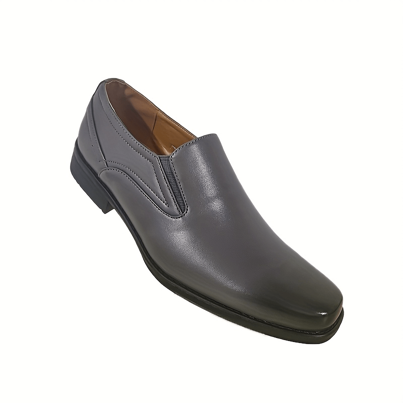 Men's Breathable Slip-On Dress Shoes with Square Toe Faux Leather Black for Business Indoor Outdoor