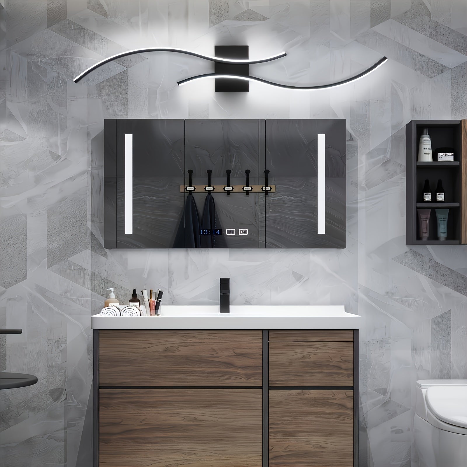 1 шт. Светодиодный настенный светильник Waveform 59,94 см с регулируемой яркостью, идеален для различных помещений.