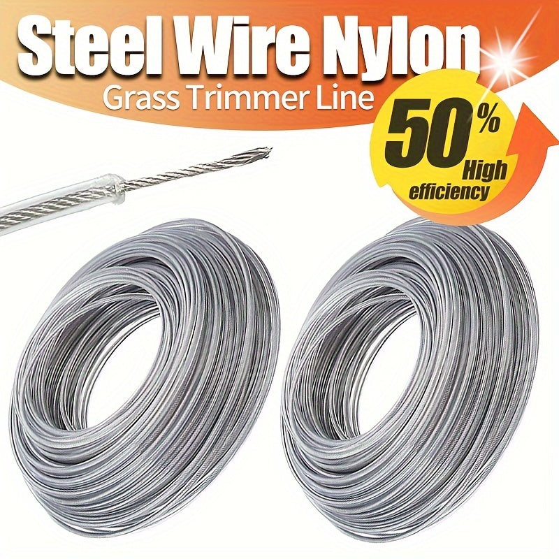 2-Pack Steel Wire Core Nylon Trimmer Line for Grass Cutter 10m 2.4-3.5mm