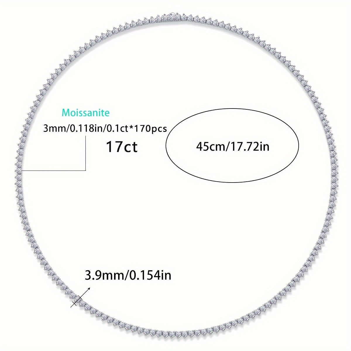 Sterling Silver Moissanite Necklace 17ct Gold Plated Wedding Engagement Jewelry