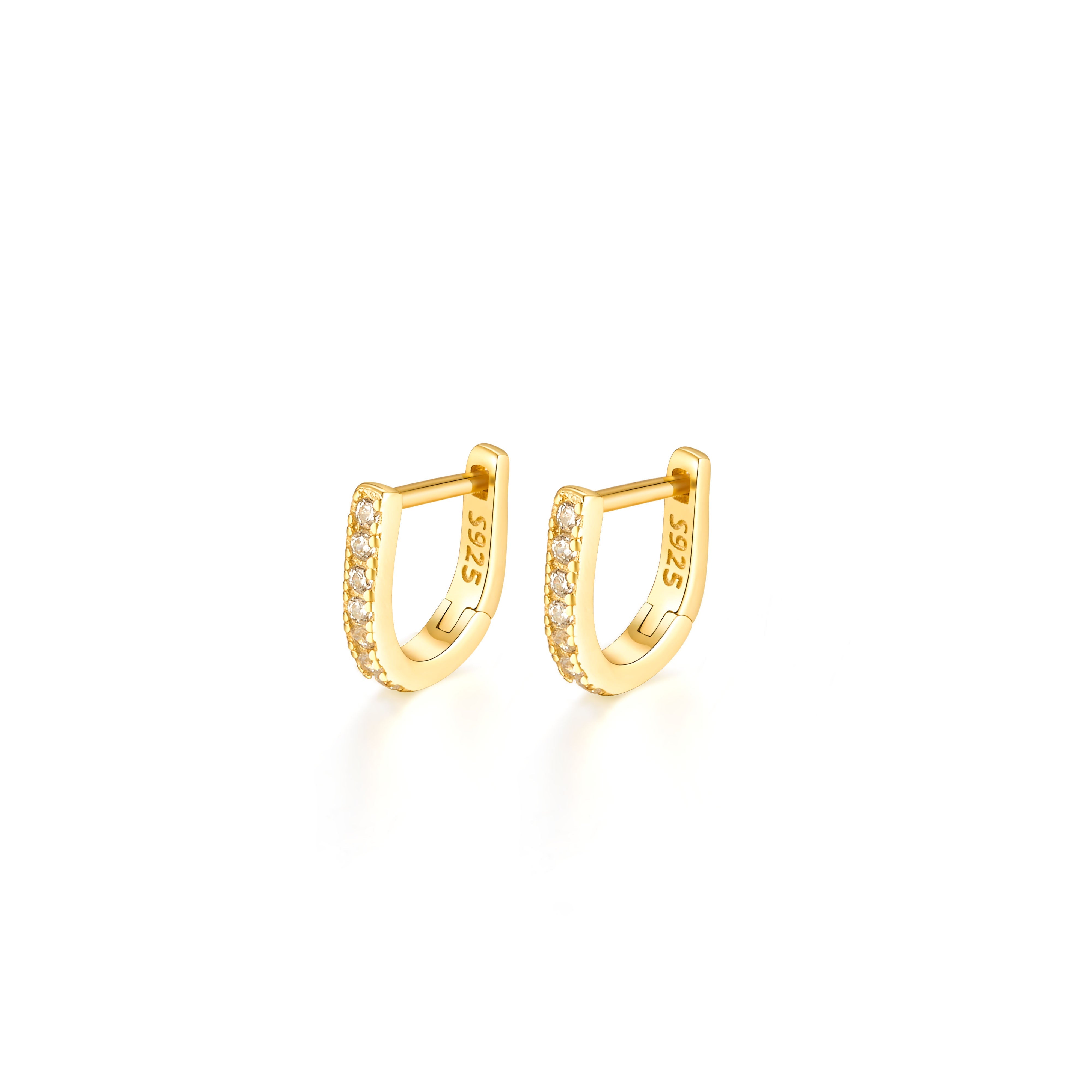 Sterling Silver Hoop Earrings with Zirconia Stones for Women