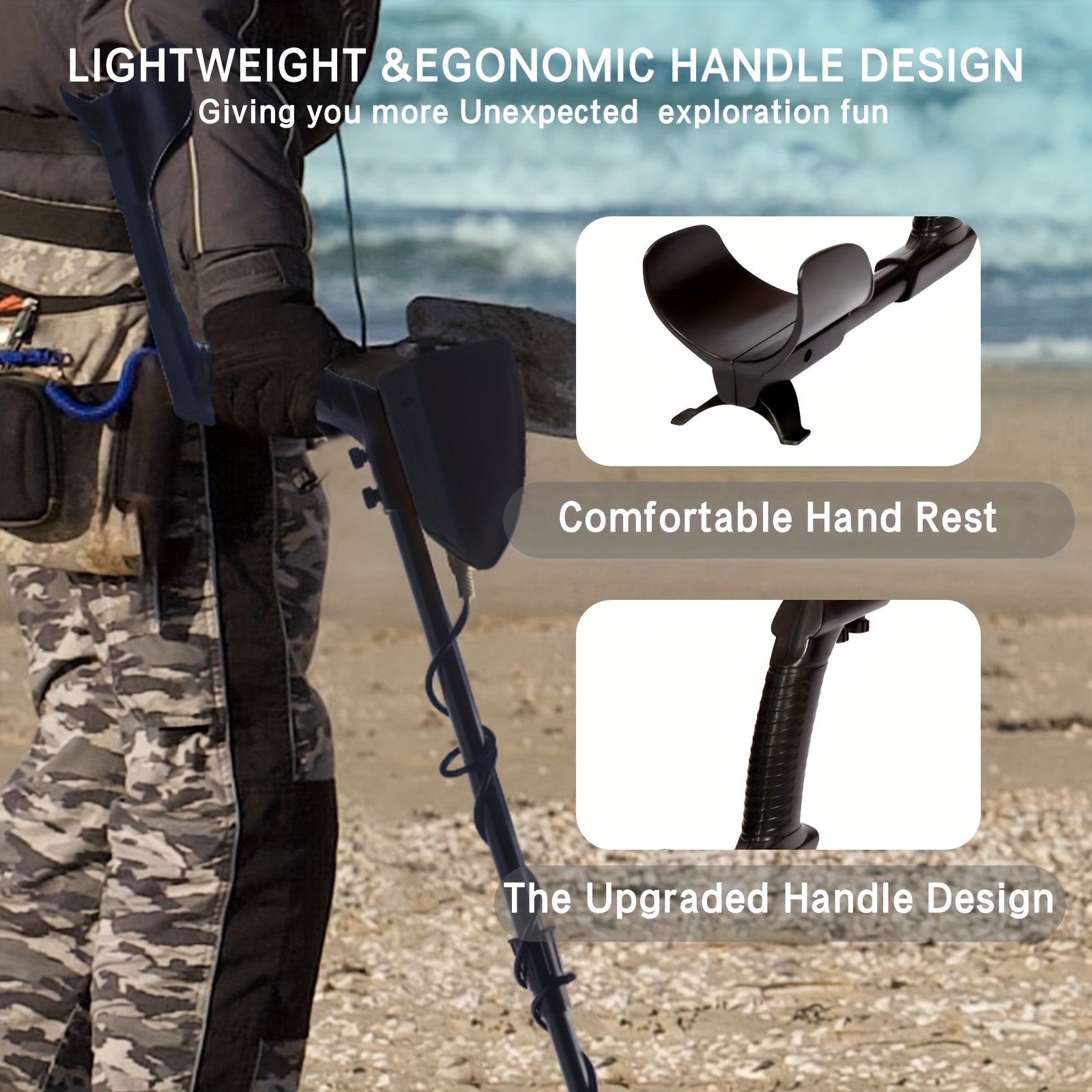 Adult Metal Detector with 8-Inch Coil, Adjustable Sensitivity for Treasure Hunting