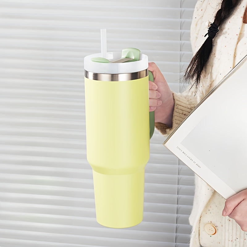 Insulated Stainless Steel Tumbler 30oz with Straw Handle Double-Walled Travel Mug