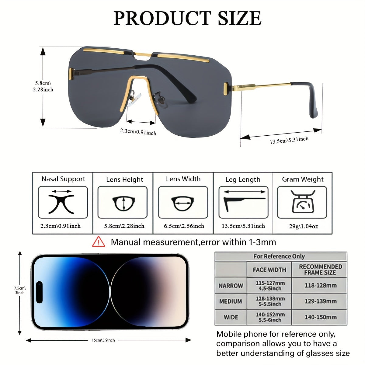 Men's Fashion Glasses Golden Copper Frame Polycarbonate Lenses Rimless Casual Wear