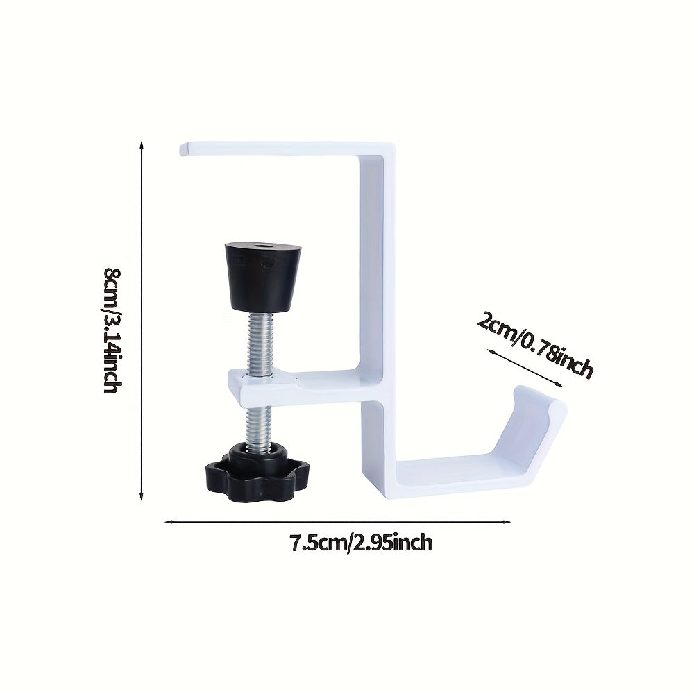 Adjustable Under-Desk Hook Aluminum Black Gray White for Office and Kitchen Storage