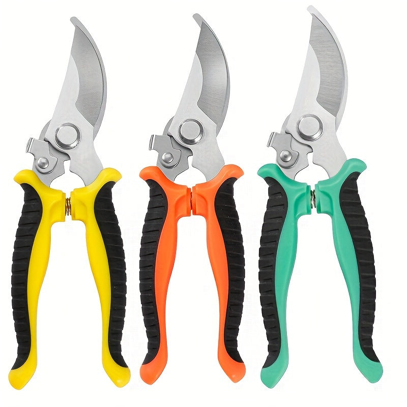 Stainless Steel Ergonomic Pruning Shears with Anti-Slip Grip for Gardening and Lawn Care