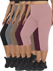 Plus Size Women's High Waisted Capri Leggings Tummy Control Soft Active Wear