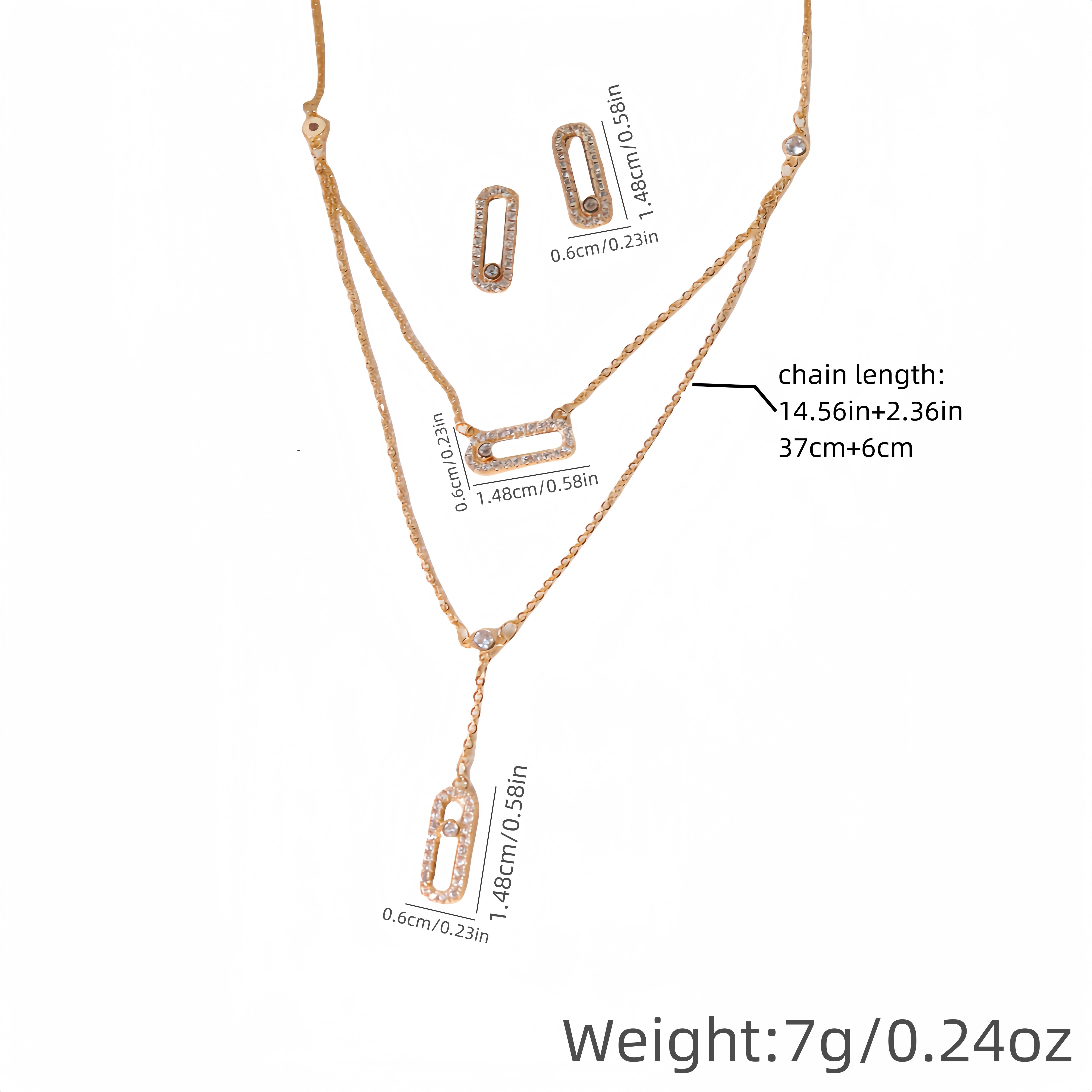 Women’s Jewelry Set Gold Plated Cubic Zirconia Pendant Necklace Earrings Elegant Gift