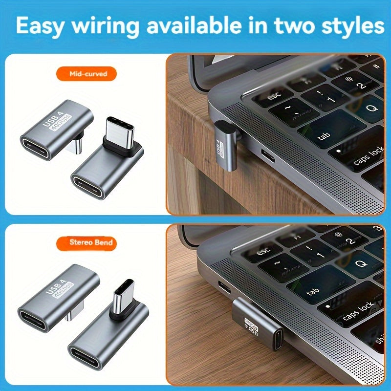 USB C Adapter 90 Degree Female to Male Fast Charging Right Angle Elbow