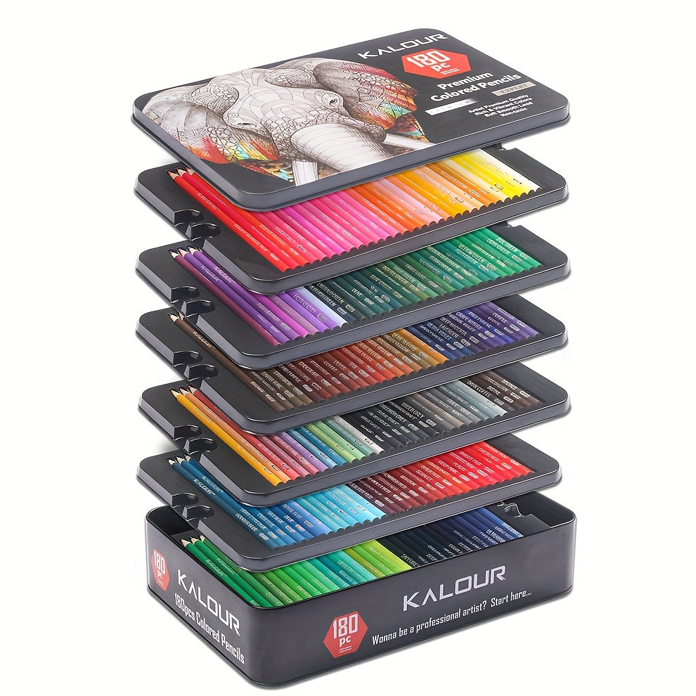 180 Color Luxury Colored Pencils Set in Iron Box for Art Drawing