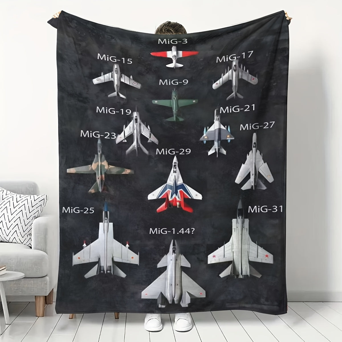Military Jet Aircraft Print Flannel Fleece Throw Blanket All-Season Hypoallergenic Stain-Resistant Bedding