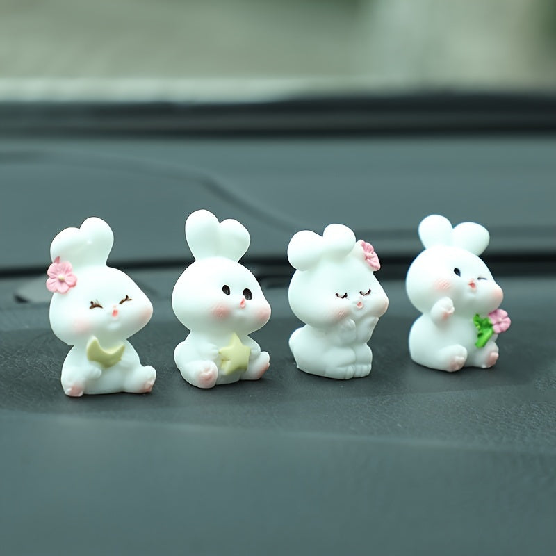 4 ta chiroyli quyon resin panel bezaklari mini avtomobil dekoratsiyasi to'plami