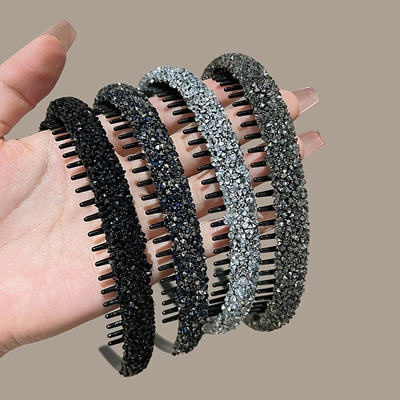 3 ta Nafis Rhinestone Boshbandlar to'plami - Tishli, Silliq, Sochni Usulga Keltirish va Yuvish uchun Mukammal