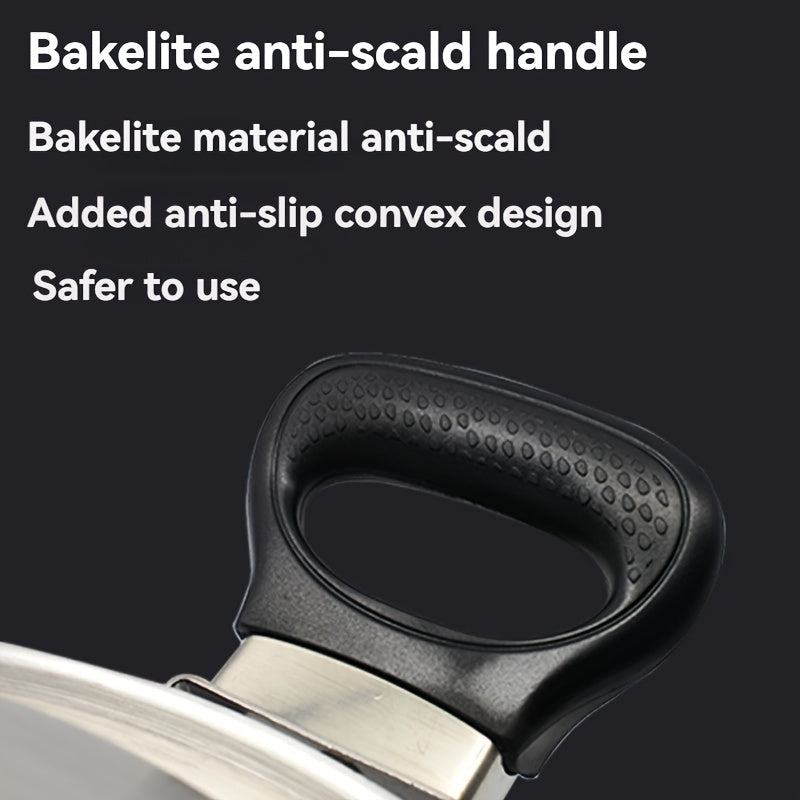 1 dona zanglamas po'latdan yasalgan bug'li idish, 35.0 sm ko'p funksiyali issiq idish, bug'lash va qovurish xususiyatlari bilan, uy va restoran uchun mukammal.