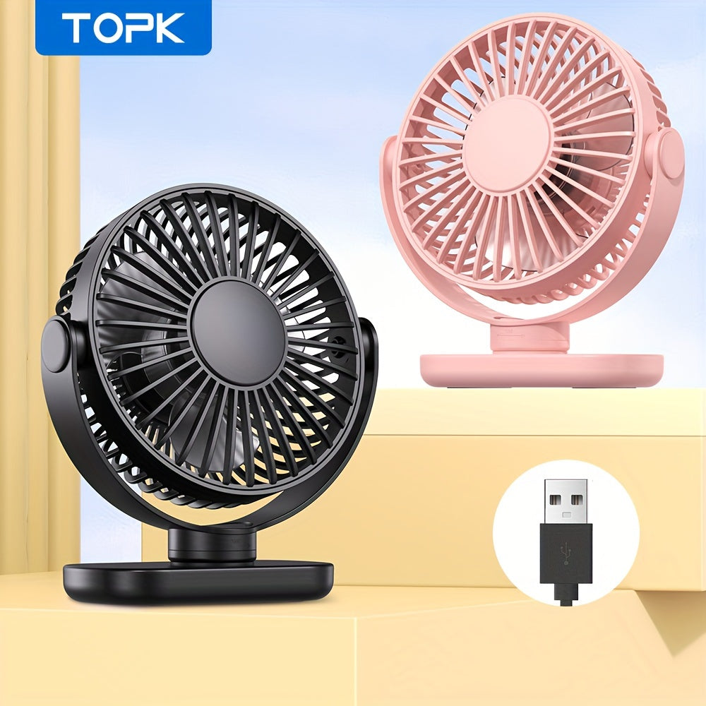 Personal USB Clip Desk Fan with Powerful Airflow, Whisper-Quiet, Portable, Adjustable Clamp
