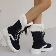 Women's Winter Snow Boots Plush Lined Mid-Calf Lace-Up Durable