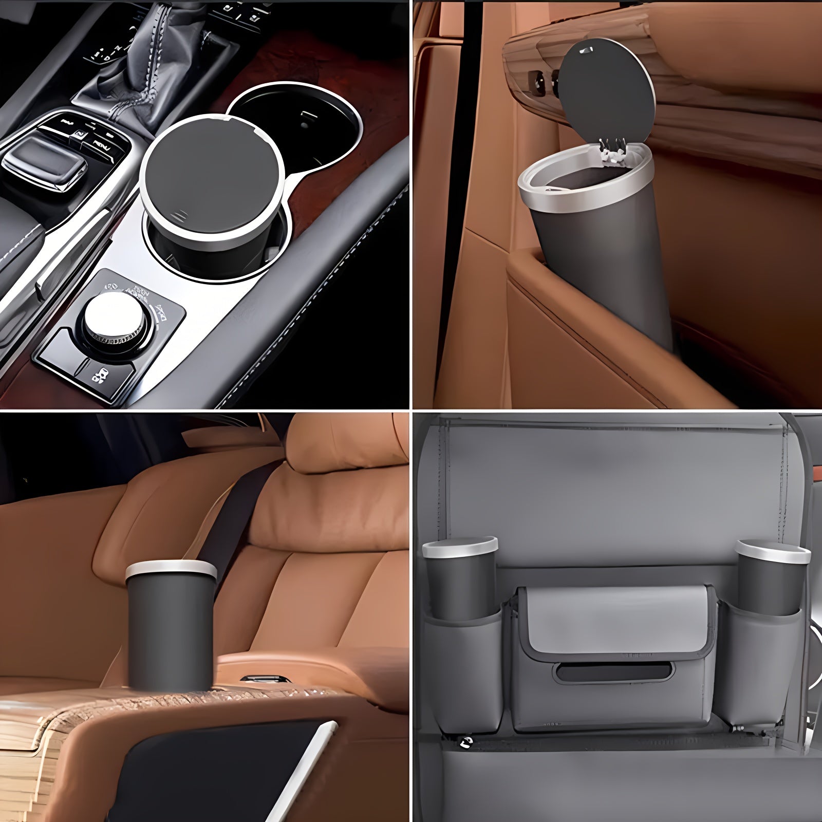 Mini Car Trash Can Waterproof ABS Compact Leakproof with Pop-Up Lid